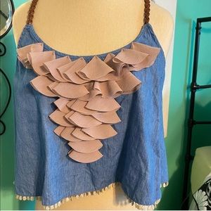 jean top with braided details